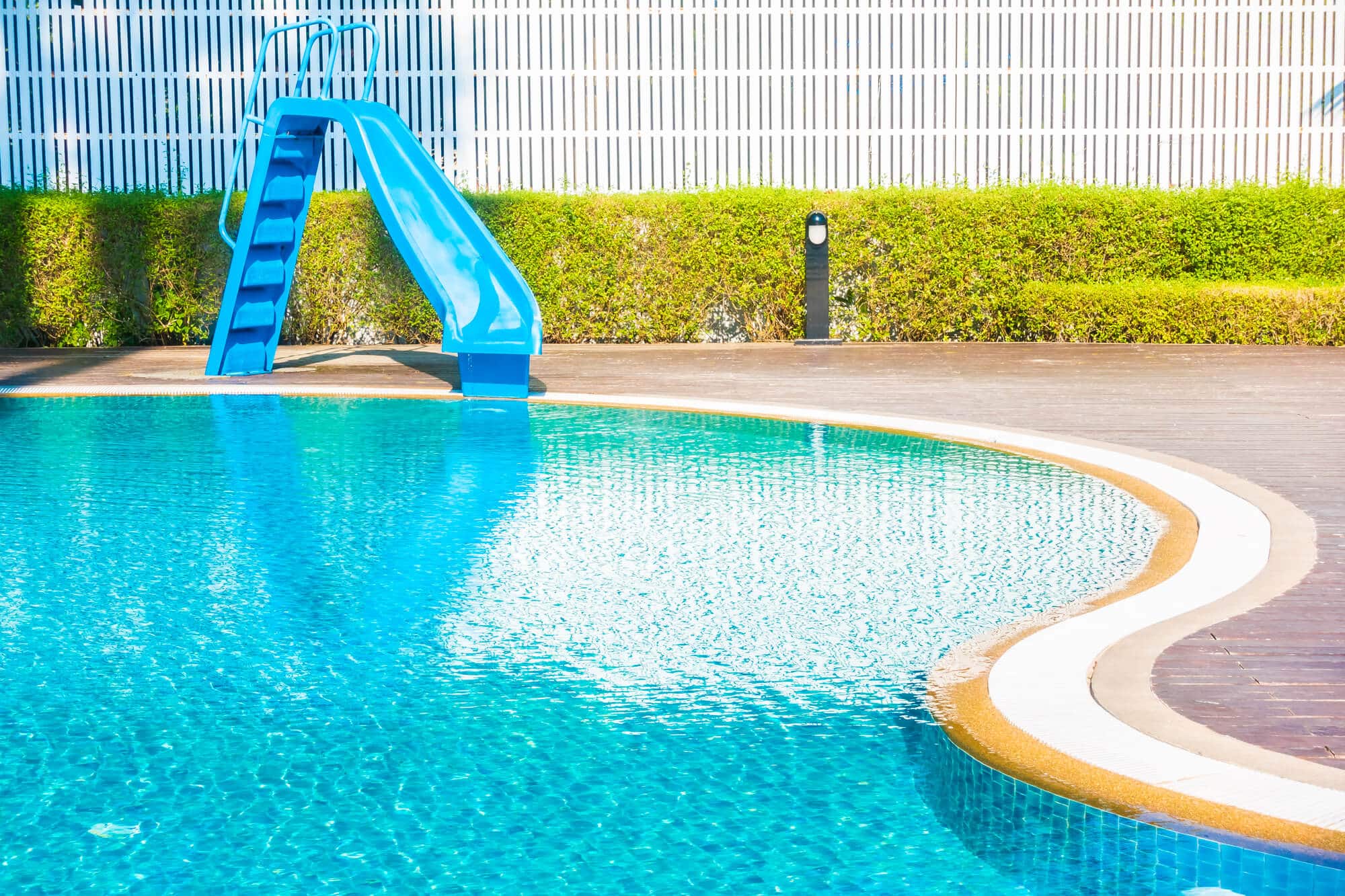 Family pool with slide